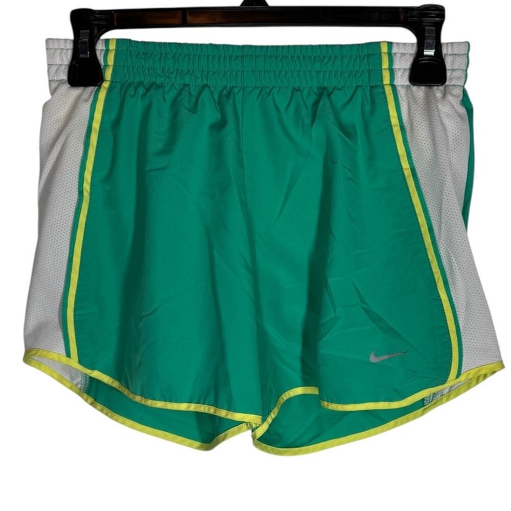 Nike Dri-FIT Women’s Athletic Shorts XS Green White Yellow Running Lined